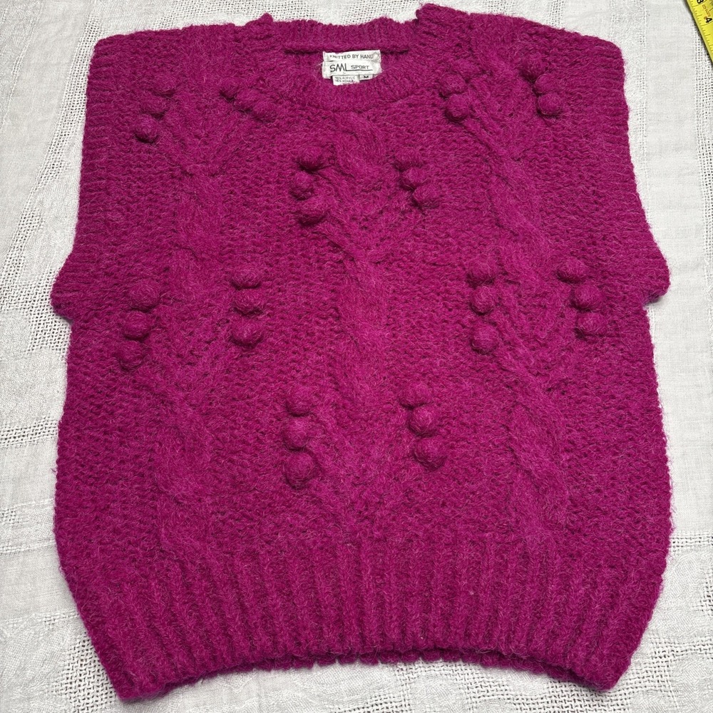Vtg SML Sport Wool Hand Knit Med Cottage Core Pullover Sweater Vest‎ 80s Y2K 90s